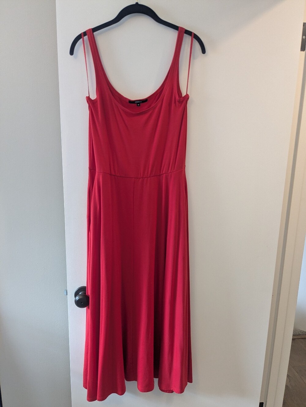 Quince Red Tencel Jersey Fit & Flare Dress Medium